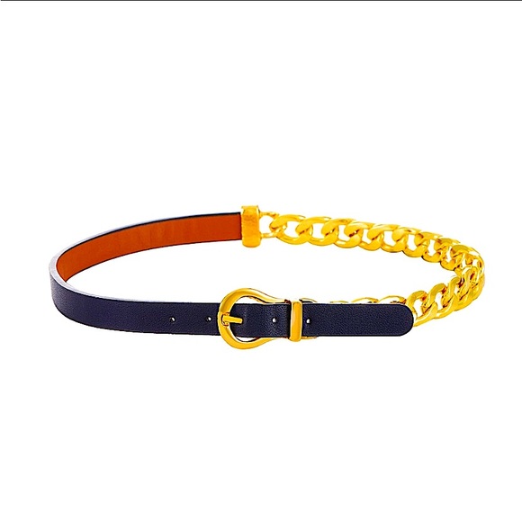 Gold Buckle Cuban Chain Link Leather Choker - Picture 8 of 11